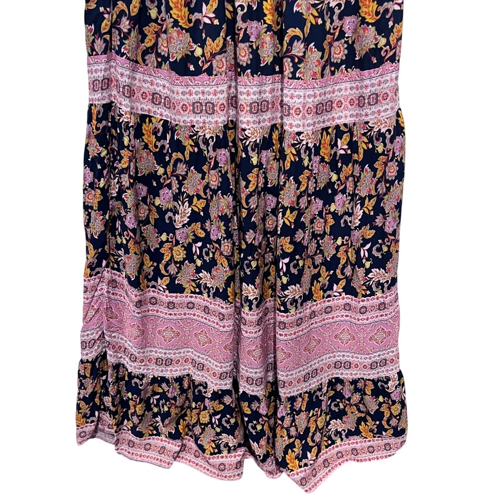 Ces Femme Hippie Boho Floral Paisley Tiered Maxi Skirt Pockets‎ Medium Tall - Picture 10 of 10